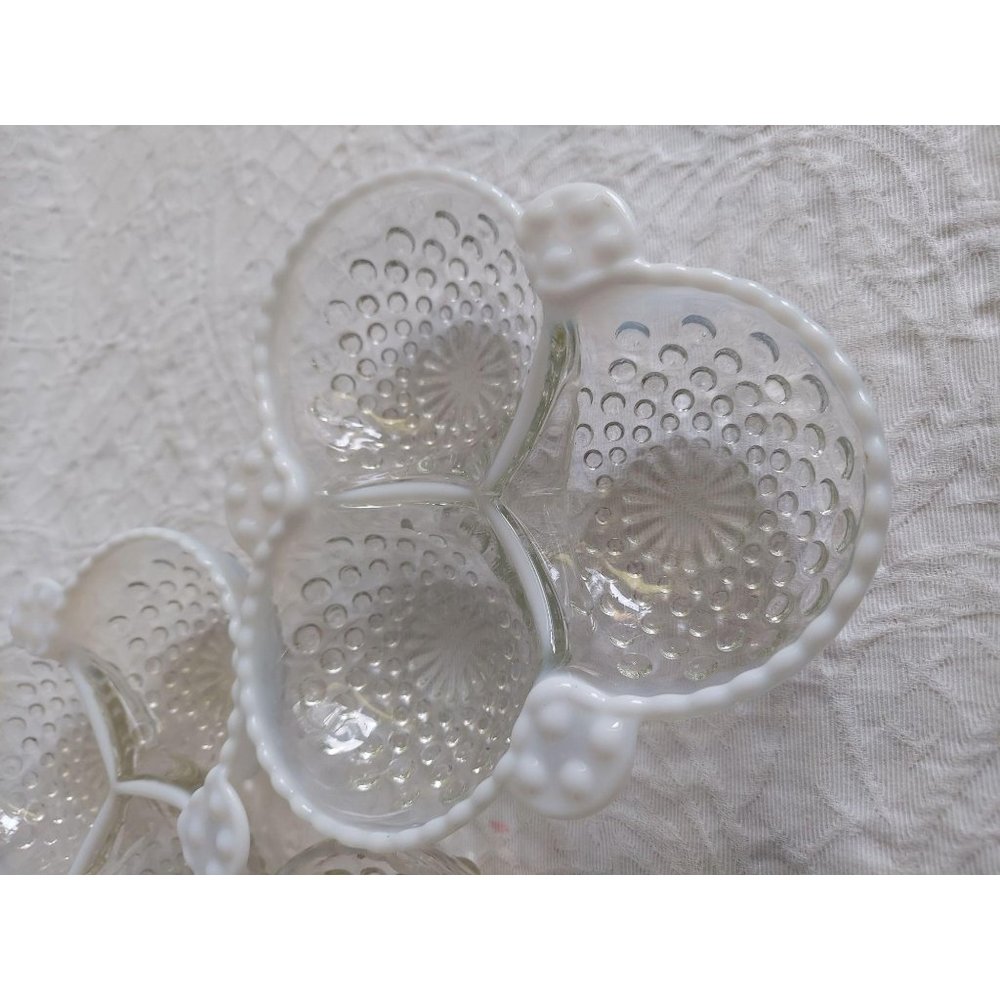 Ankor Hocking  3 hobnail Moonstone dishes